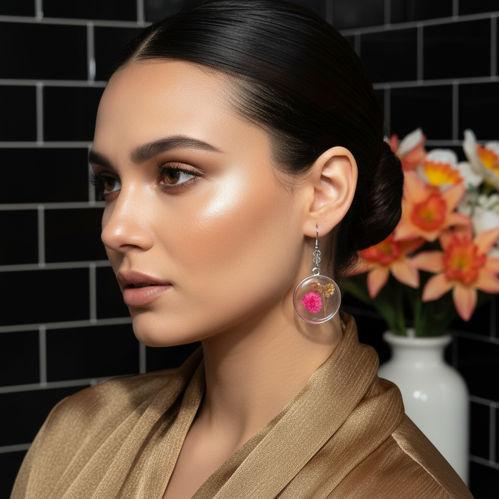 Blossom Glow Resin Drop Earrings – Real Dried Flower Statement Jewelry 🌸✨