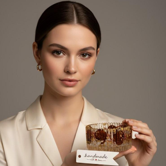 Handmade Decorative Tray - Luxury Gold Glass Catchall Dish for Jewelry, Vanity & Home Decor