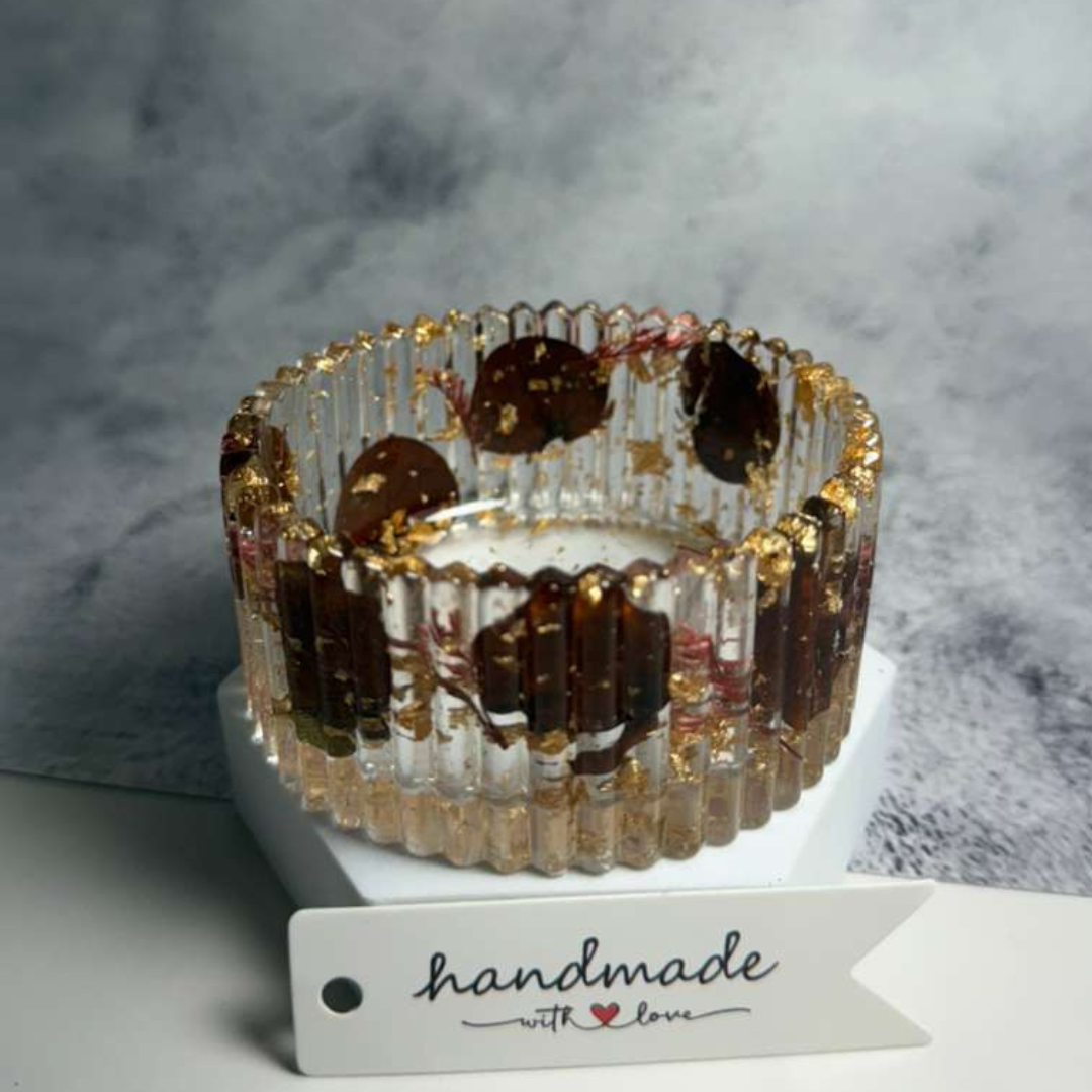 Handmade Decorative Tray - Luxury Gold Glass Catchall Dish for Jewelry, Vanity & Home Decor