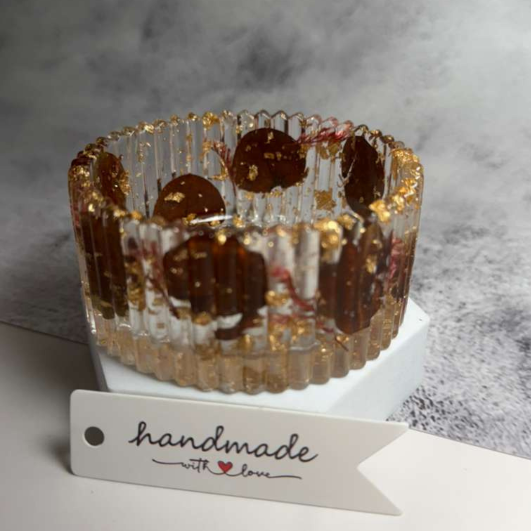 Handmade Decorative Tray - Luxury Gold Glass Catchall Dish for Jewelry, Vanity & Home Decor