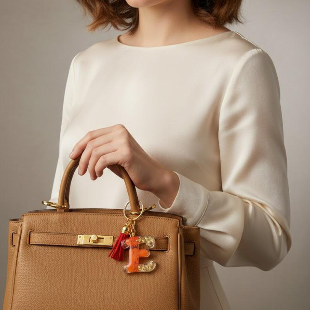 Personalized Letter Keychain A-Z Initial Charm - Custom Alphabet Bag Accessory with Tassel for Purse, Backpack & Keys