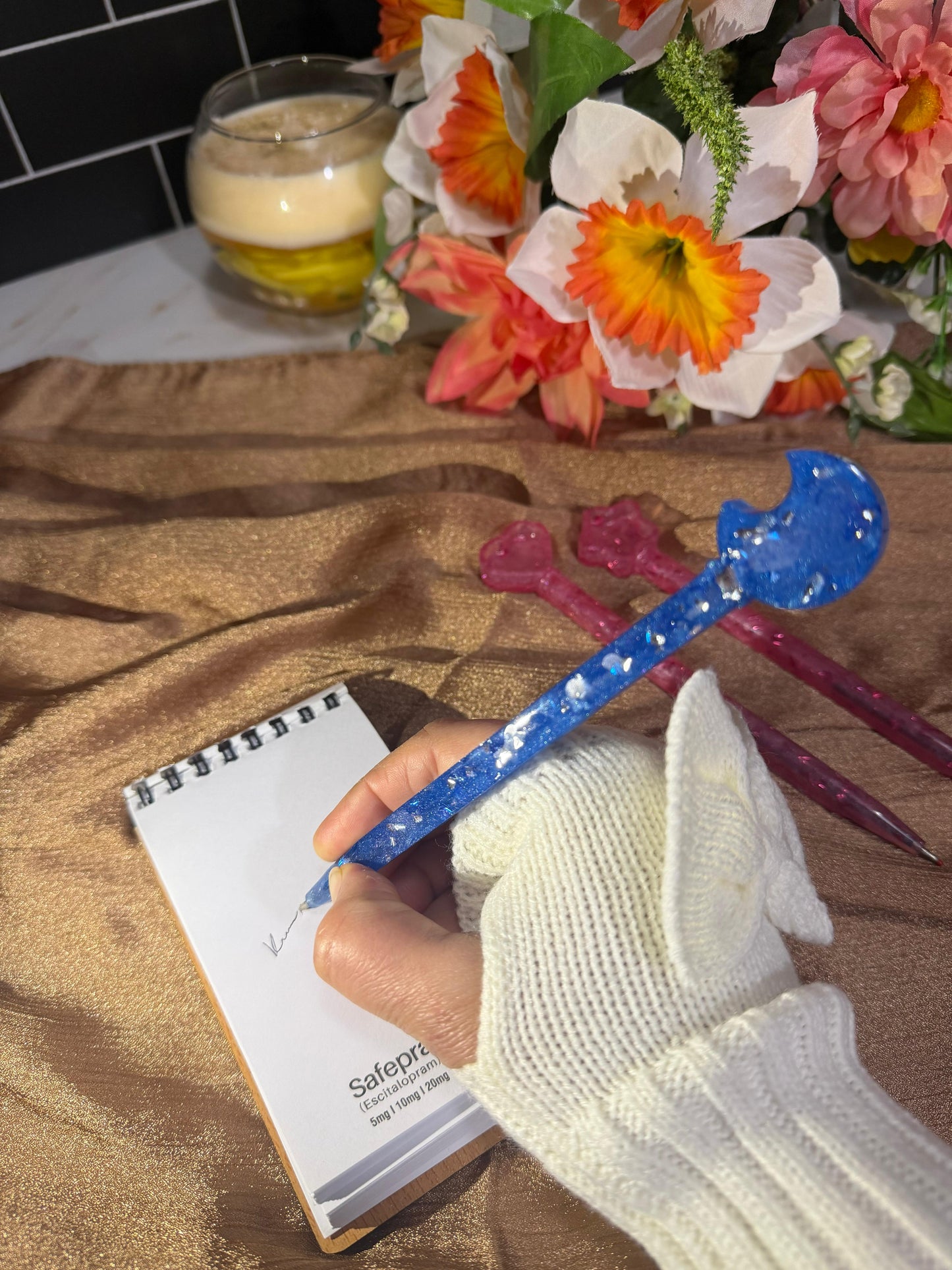 Handmade Resin Pen – Glitter Celestial Ballpoint, Stationery Gift for Her, Unique Desk Accessory