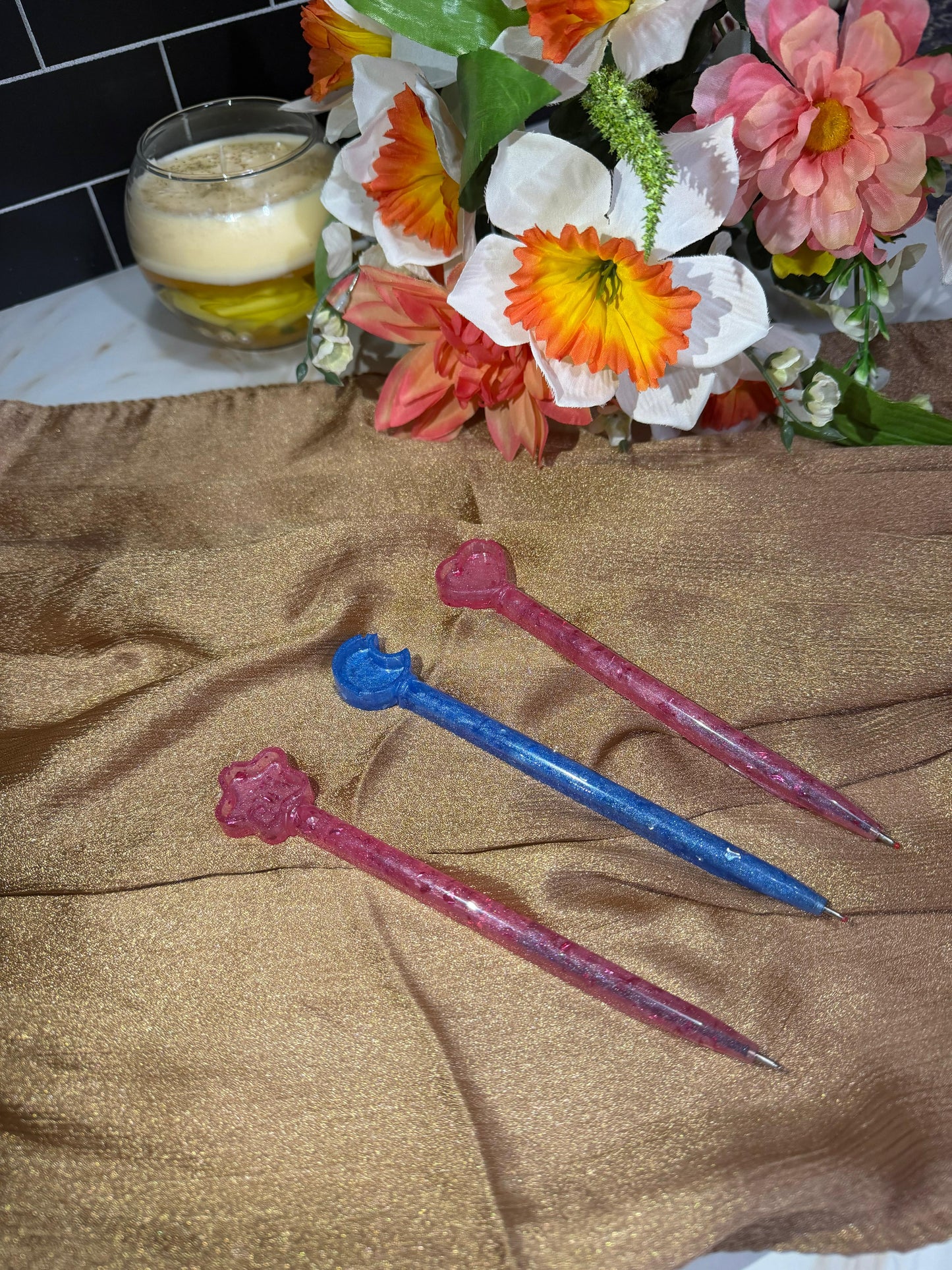 Handmade Resin Pen – Glitter Celestial Ballpoint, Stationery Gift for Her, Unique Desk Accessory